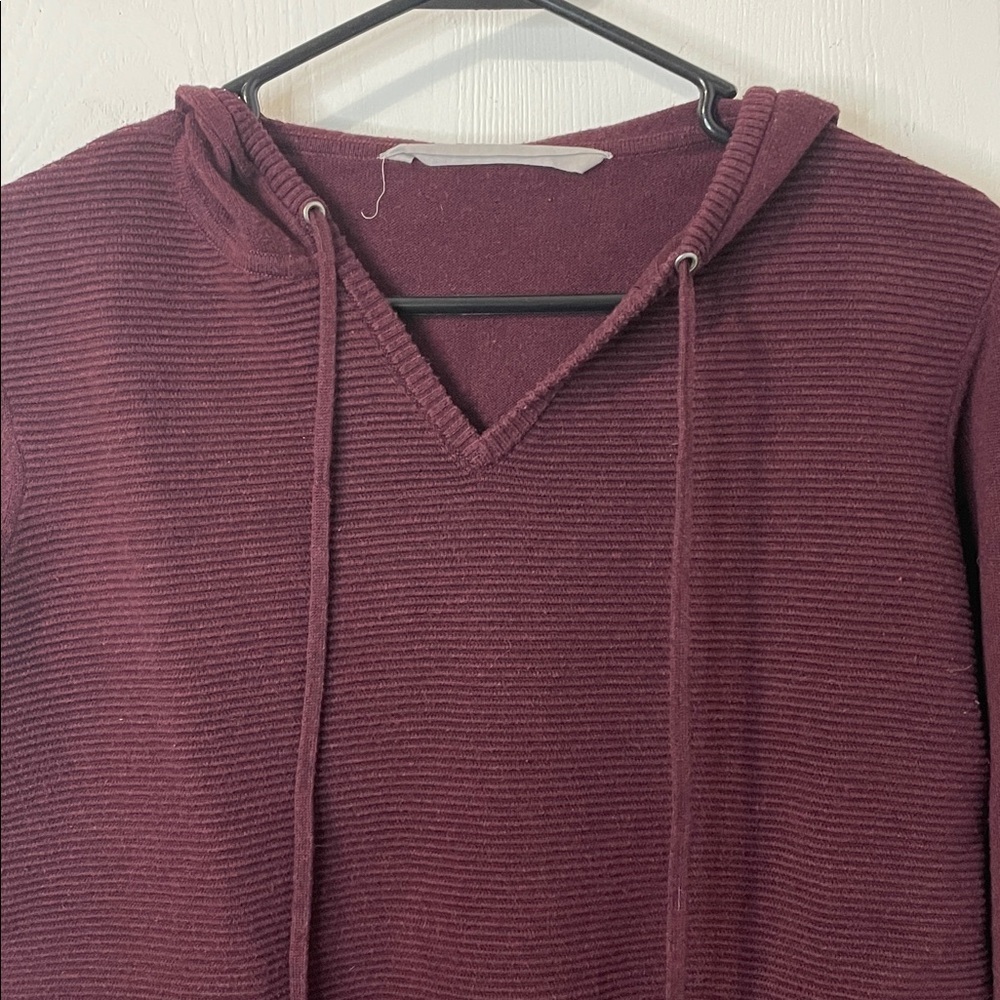 Athleta Aster Ribbed Hooded Pullover Sweatshirt Maroon Women Size Large - Picture 2 of 8